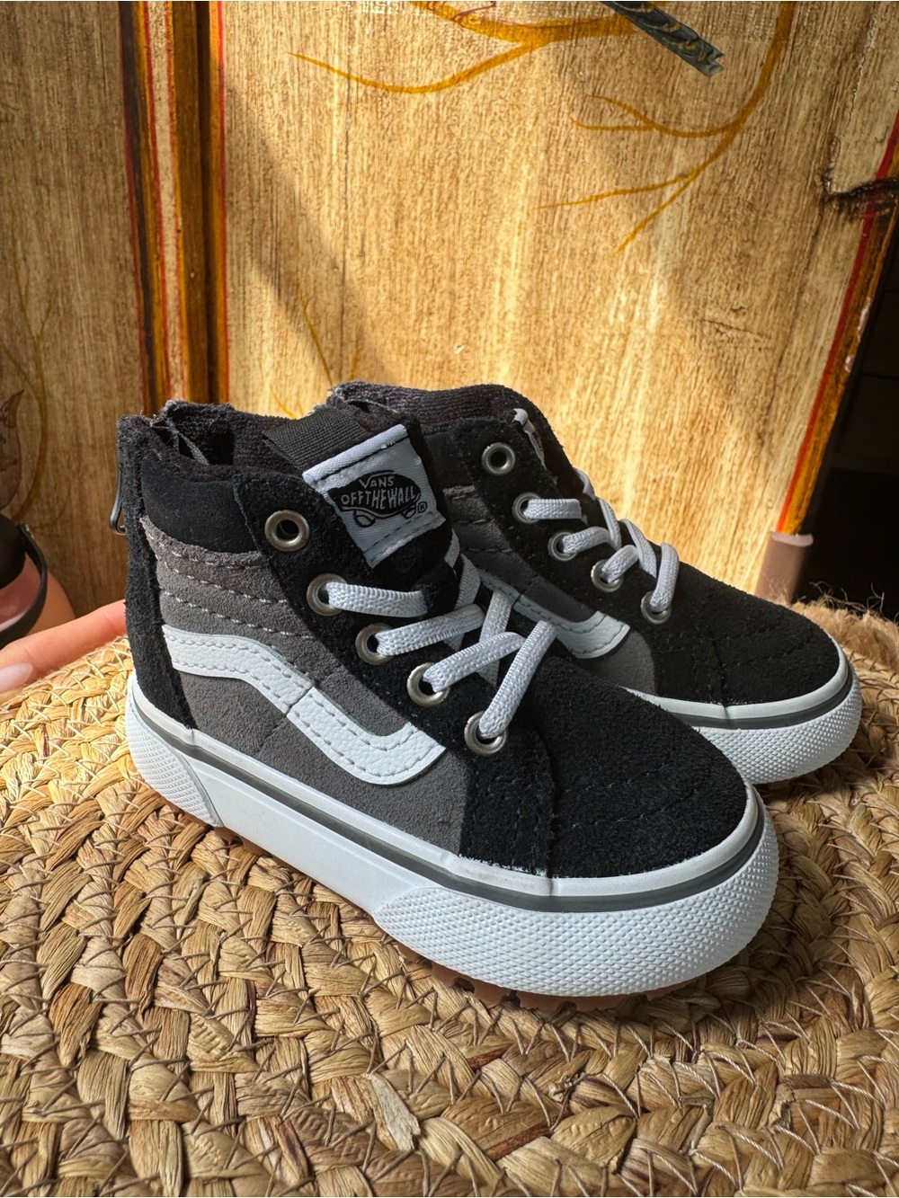 Vans Baby High-Top Sneakers in Black and Gray